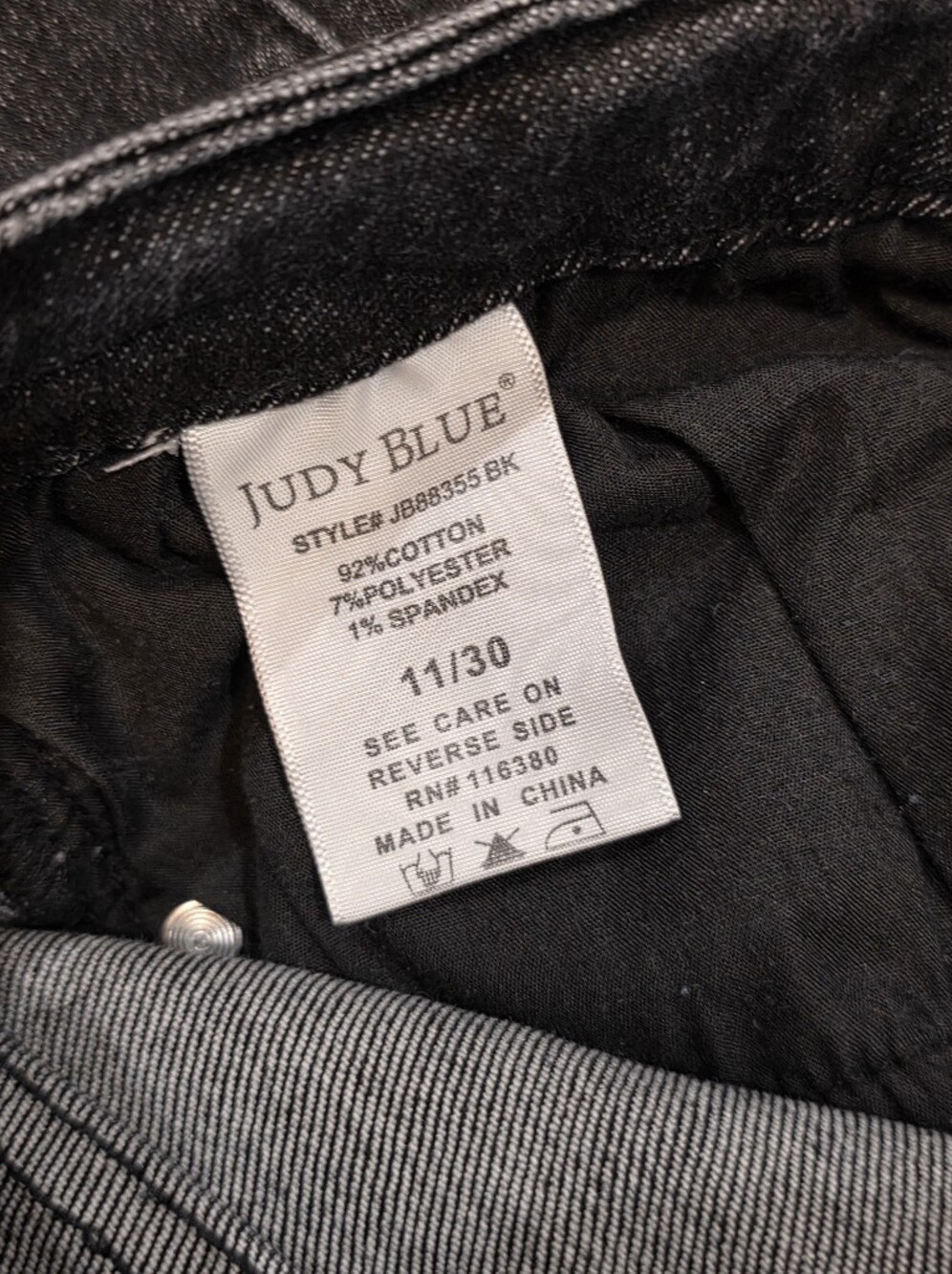 Judy Blue Nellie High Rise Button Fly Trouser Wide Leg Jeans Size 11 / 30 Black - Picture 13 of 14